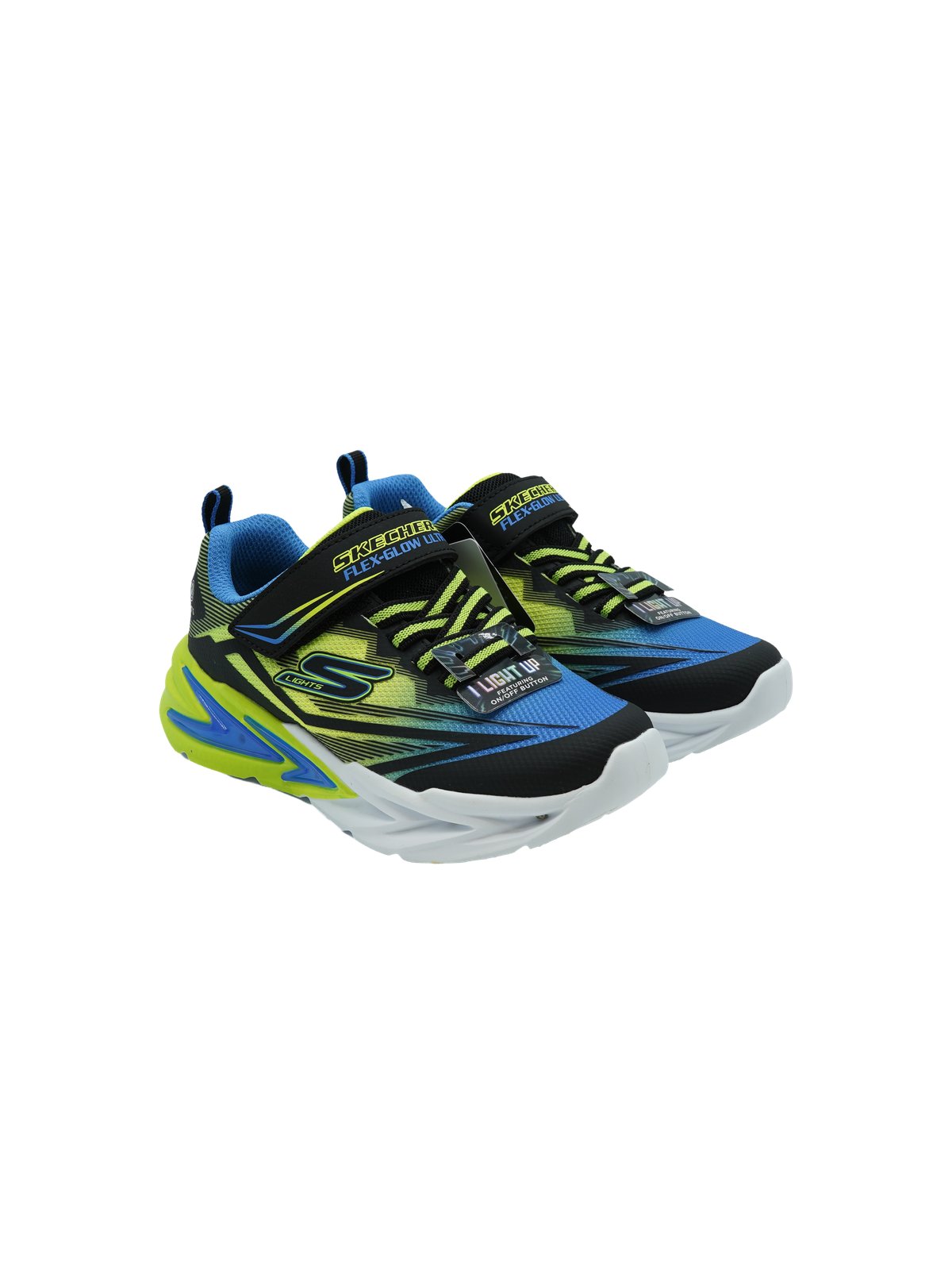 Skechers Glow Ultra Black Blue Lime - Sneakers Luminose Bambino