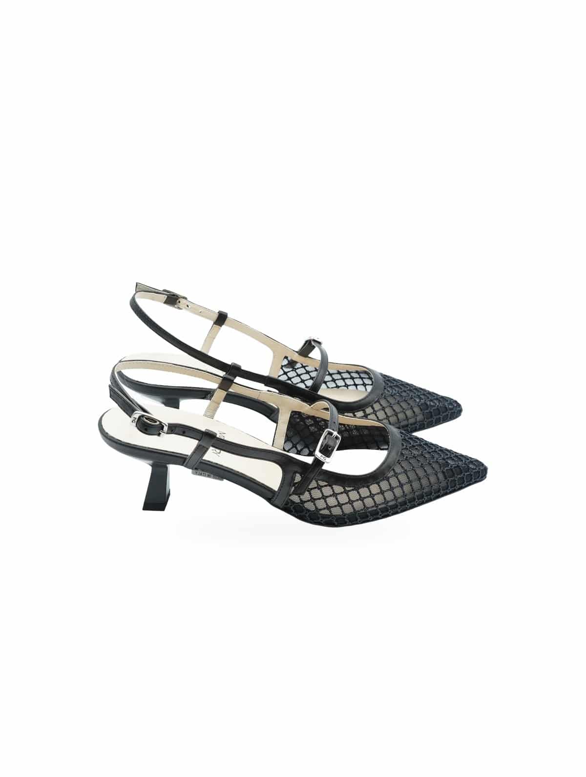Nero Giardini Palladium Slingback Nere Effetto Rete E615473D - Foto 2