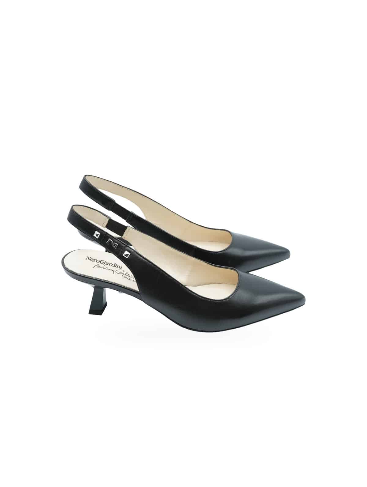 Nero Giardini Pandora Nero - Slingback Eleganti Pelle Nera - Foto 2