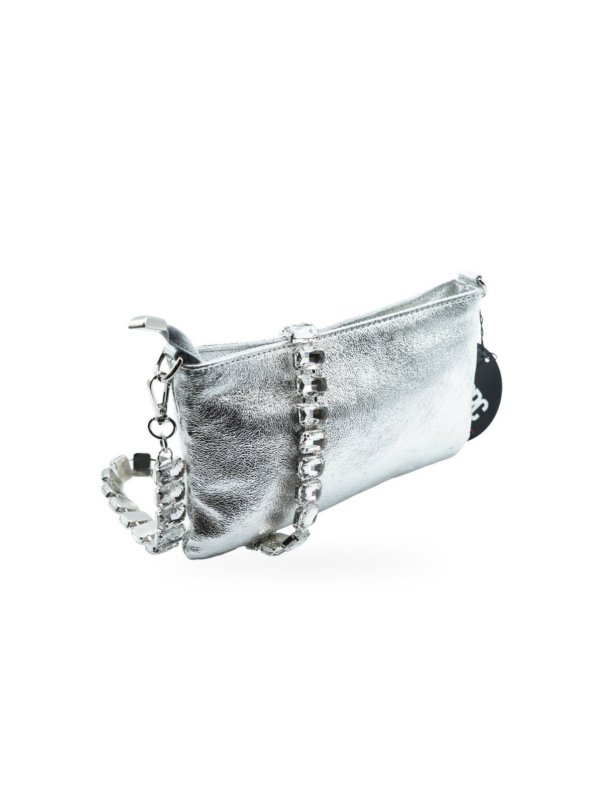 MBRC Borsa Tracolla Laminata Strass Argento Donna Cerimonia - Foto 2