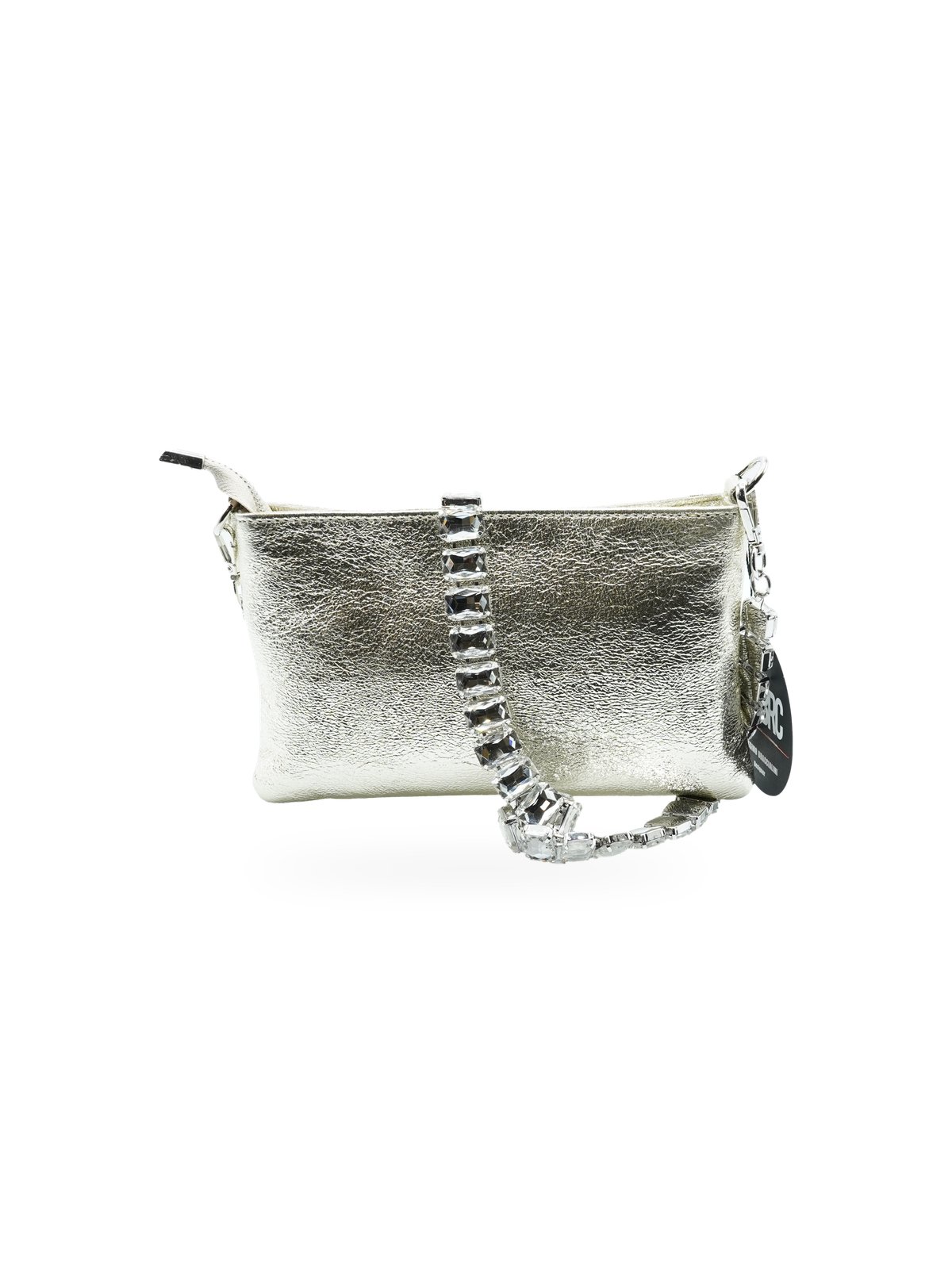 MBRC Borsa Tracolla Laminata Strass Platino H288PLATINO