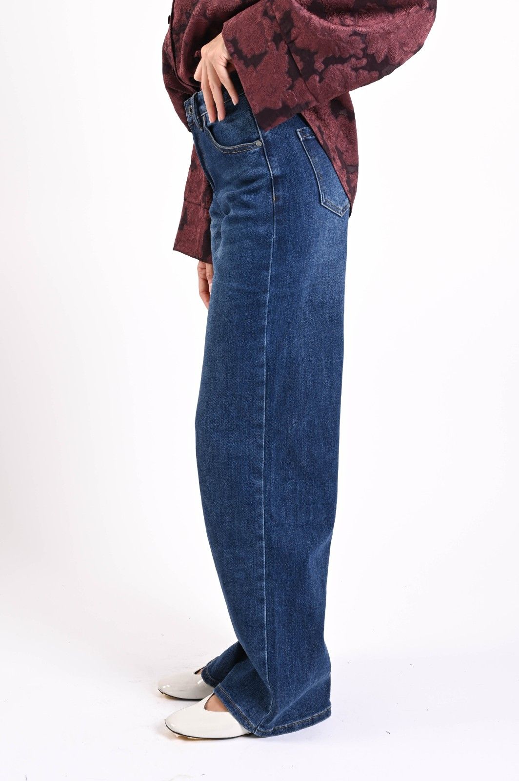 Myastreet Jeans Svasati Blu Medio - Pantaloni Denim Vita Alta Donna - Foto 2