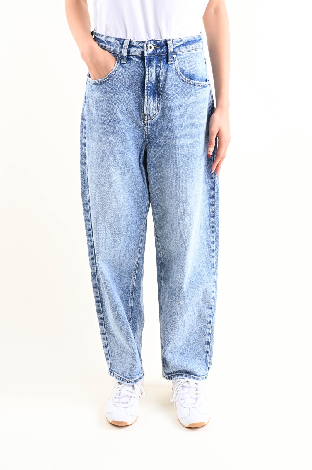 Jeans Donna Balloon a Vita Alta Lavaggio Chiaro – Myastreet O175000-06