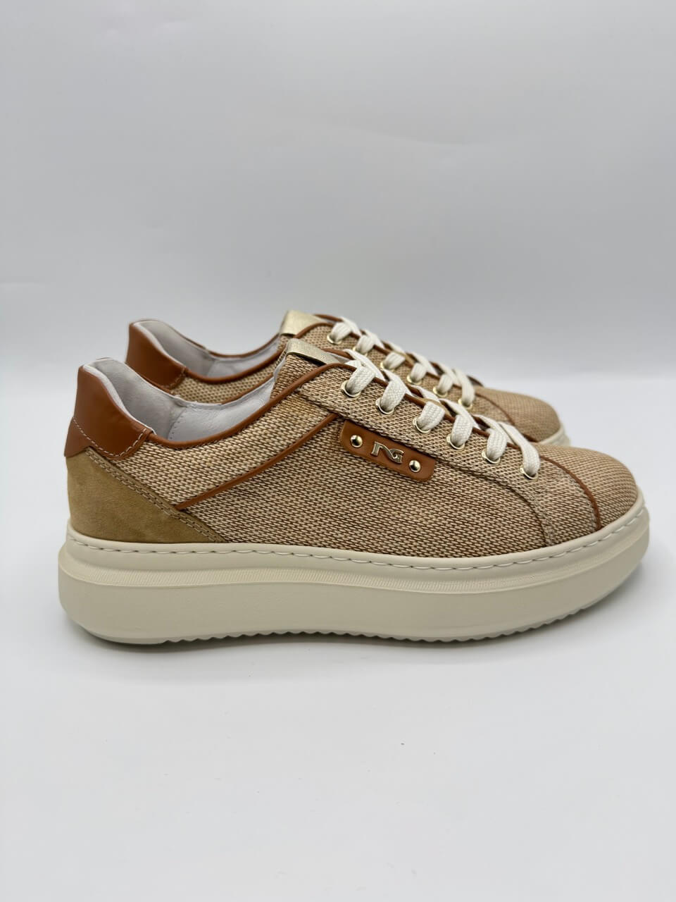 Sneakers Donna Nero Giardini in Raffia Naturale – E615282D Paglia Natural - Foto 2