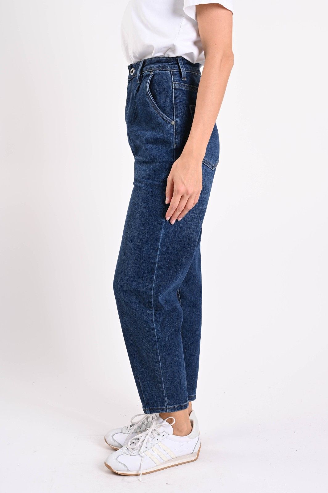 Myastreet Jeans Mom Fit Blu Medio - Pantaloni Denim Vita Alta Donna - Foto 2