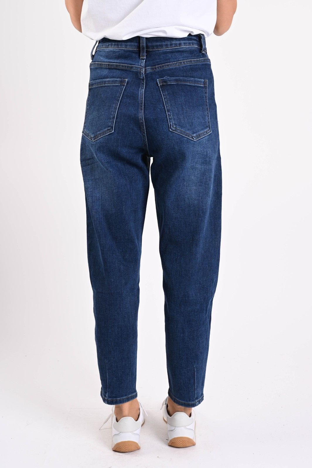 Myastreet Jeans Mom Fit Blu Medio - Pantaloni Denim Vita Alta Donna - Foto 3