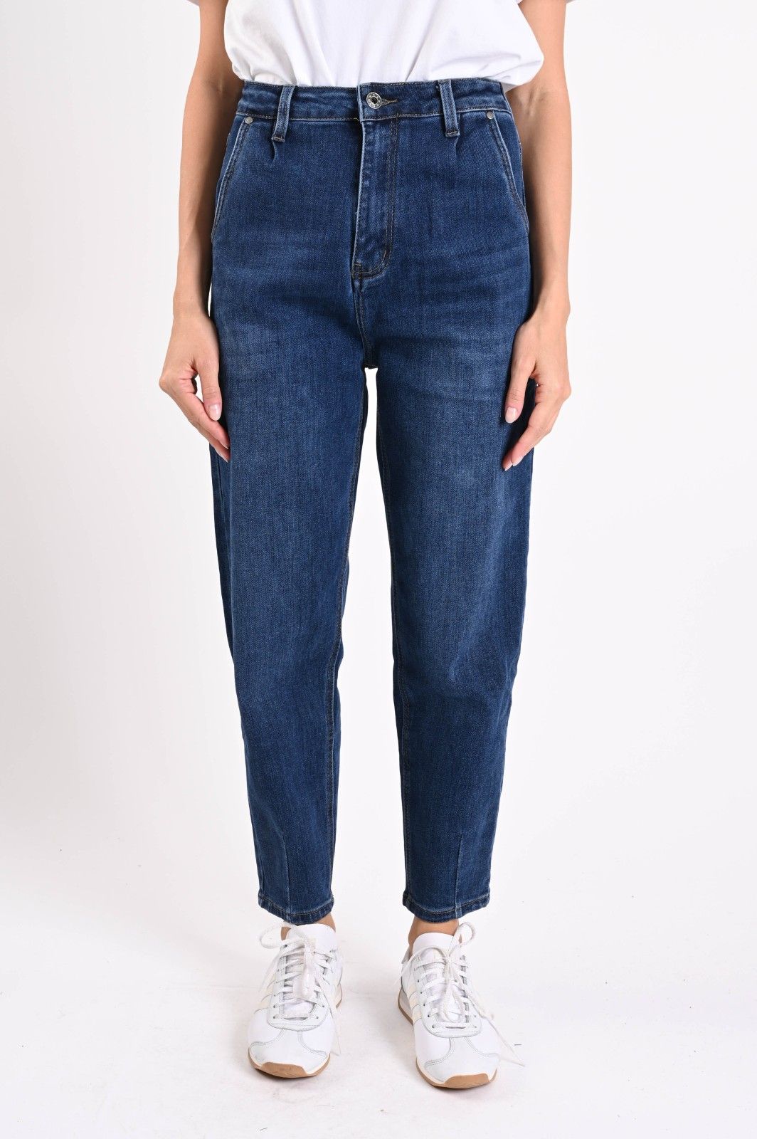 Myastreet Jeans Mom Fit Blu Medio - Pantaloni Denim Vita Alta Donna
