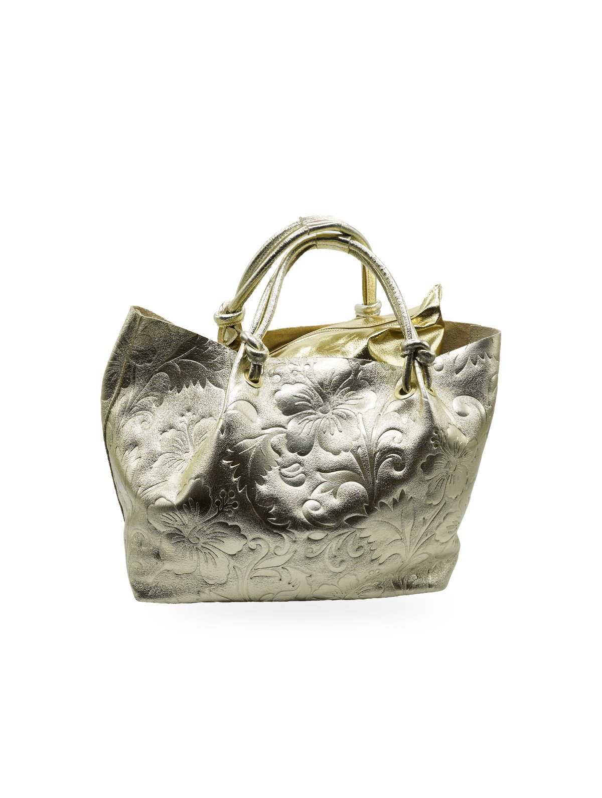 Massimo Braccialini Borsa Oro Stampa Fiorata in Pelle - Foto 2