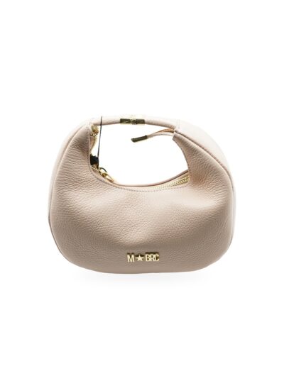 MBRC Borsa Ovale Tubolare Piccola Cipria Pelle