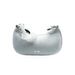 MBRC Gemma Ovale Brillante Borsa Bianca Pelle con Catena Perle